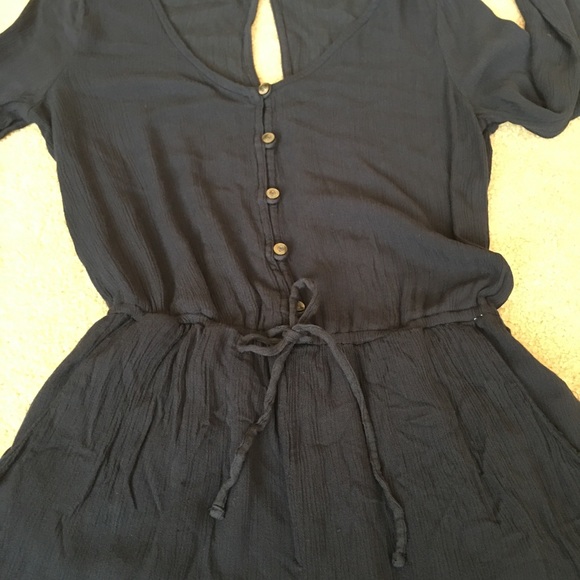 Hollister Navy Long Sleeve Crepe Romper-XS - Picture 3 of 7